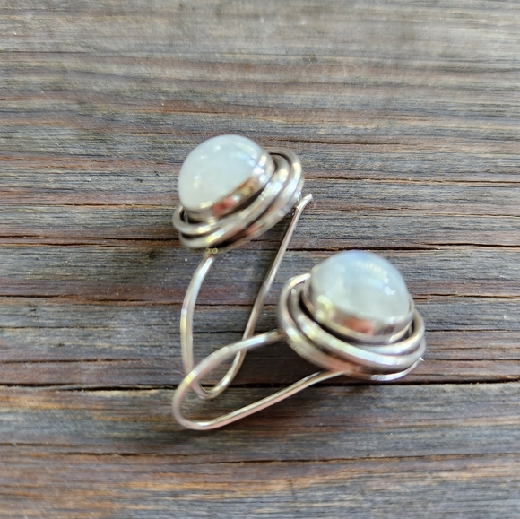 Moon Stone Sterling Silver Earrings - Picture 2 of 4